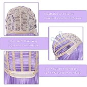 economico Parrucche da festa-la casa del gufo amity blight parrucche parrucche viola bob parrucca viola liscia con frangia parrucche bob corte parrucca bob lunga fino alle spalle capelli sintetici per donne parrucca cosplay