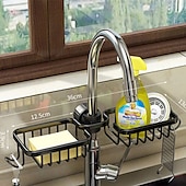 cheap Kitchen Storage-Kitchen Storage Rack Faucet Rack Black Gold Household Sink Dishwashing Sponge Rag Drain Water Hanging Basket Sink