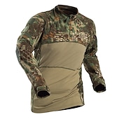 cheap Men&#039;s Active Tees &amp; Tanks-Men&#039;s Combat Shirt Tactical Military Shirt Camo / Camouflage Long Sleeve Outdoor Summer Autumn Breathable Multi-Pockets Quick Dry Sweat wicking Top Cotton Hunting Military Training Combat Jungle