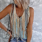 levne Dámské topy a košilky-Dámský top s volným střihem tílko topy na vycházení vesty koncertní topy streetwear casual květinový vzor knoflíky bez rukávů běžné topy výstřih do V prázdninová světle zelená modrá khaki