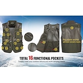 billige Vester-fiskevest for menn turvest sommer utendørs lett jobb safari reise fotovest med 16 lommer pustende hurtigtørkende mesh polyester orkide svart lys grønn jakt