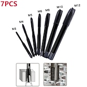 economico set di punte da trapano-7 pz/set m3-m12 rubinetto in acciaio ad alta velocità nero nitrurazione dritta scanalatura rubinetto trapano per metallo legno foro passante utensile manuale