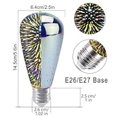 baratos Lâmpadas Filamento de LED-6 peças 3 peças 1 peça lâmpada 3d de fogos de artifício st64 lâmpada led 5w e27 e26 rgb fada estrela brilho decoração lâmpada festa lâmpada de vitral ac220v ac120v