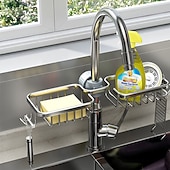 cheap Kitchen Storage-Kitchen Storage Rack Faucet Rack Black Gold Household Sink Dishwashing Sponge Rag Drain Water Hanging Basket Sink