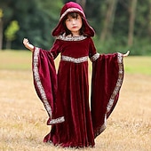 זול שמלה-רטרו\וינטאג' ימי הביניים רנסנס שמלות קוסם ויקינג הנכרי מכשפות עלון תחפושות בגדי ריקוד נשים בנות קלטי מלכותי ליל וולפורגיס האלווין (ליל כל הקדושים) קרנבל נשף מסכות מסיבה\אירוע ערב