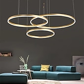 economico Luci a sospensione-moderna lampada a sospensione a led, lampadario a 3 anelli dimmerabile con telecomando lampada a sospensione circolare per camera da letto cucina isola soggiorno sala da pranzo foyer