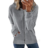 economico Felpe e Sweatshirt Texturizzati-Per donna Felpa con cappuccio e zip Maglione Abbigliamento sportivo Cerniera Tasca frontale Verde Blu Viola Liscio Sport Manica lunga S M L XL XXL