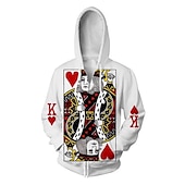 economico Patriottico-Cuore delle carte Giocando a carte Re del poker Felpa con cappuccio Ritorno a scuola Di base Harajuku Grafica Per Carnevale Ritorno a scuola Stampa 3D Feste Casual