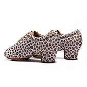 cheap Practice Dance Shoes-Women&#039;s Leopard Print Latin Dance Shoes – Lace-Up Low Heel Ballroom Practice Shoes with Suede Sole for Salsa, Tango &amp; Performance