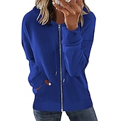 economico Felpe e Sweatshirt Texturizzati-Per donna Felpa con cappuccio e zip Maglione Abbigliamento sportivo Cerniera Tasca frontale Verde Blu Viola Liscio Sport Manica lunga S M L XL XXL