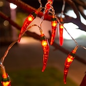 olcso Napelemes-5/6,5/7m napelemes kerti chili lámpák kültéri piros chili paprika zsinór lámpák vízálló led konyha karácsonyi díszlámpák kerti pázsitra terasz udvar házibuli veranda dekor 5m 20led/6.5m 30led/7m 50led