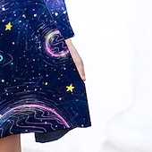 ieftine Rochie 3D Shining Vision-Girls ' 3D Galaxie Rochie Manșon Lung Tipărire 3D Primăvară Toamnă Vacanță Zilnic Concediu Drăguţ Casual Dulce Copii 3-10 ani Rochie leagăn Rochie A line Sub Genunchi Fit regulat