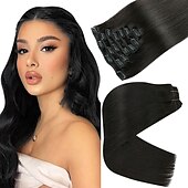 cheap Clip in Hair Extensions-Clip In Hair Extensions Human Hair 8pcs Pack Straight Natural Color Hair Extensions