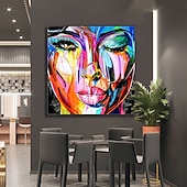 abordables Peintures portraits-Mintura main visage peinture à l&#039;huile sur toile mur art décoration moderne figure abstraite image pour la décoration intérieure roulé sans cadre non étiré peinture