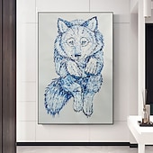 baratos Pinturas de Animais-pinturas a óleo de animais de cachorro feitos à mão mintura em tela decoração de arte de parede moderna imagem abstrata para decoração de casa rolada sem moldura pintura não esticada