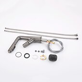 お買い得  浴室・洗面台用水栓金具-引き出し式スプレー付きバスルームシンク蛇口、真ちゅう製リフト可能3モード電気メッキ/塗装仕上げセンターセットシングルハンドル1穴洗面所回転注ぎ口冷温水バスタップ用