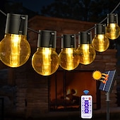 お買い得  太陽光発電-エレガントなウェディングパーティーレセプション 5m 20LED ソーラーグローブストリングライト、リモコン付き、レトロ G50 電球、IP65 防水、屋外ガーデンパーティー、ホリデーホームデコレーション