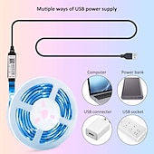 levne Ovládání přes WiFi-5m 16,4ft chytrá televize LED podsvícení proužek světlo usb rgb aplikace bluetooth ovládání synchronizace hudby změna barvy smd 5050 pro PC monitor herna 5v