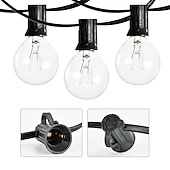 cheap Plug String Lights-Globe String Lights 15m/50FT 50LEDs G40 Outdoor Hanging Globe Patio Lights with 50 Clear Bulbs(2 Spare) UL Listed Connectable Backyard Lights for Indoor Outdoor Decor 50 Hanging Sockets E12 Base 5W Bulb Black