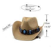 cheap Hats-Women&#039;s Cowboy Hats Vintage Turquoise Band Vacation Western Hats
