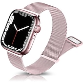 Χαμηλού Κόστους Ζώνες Apple Watch-Μιλανέζικη Πλέξη Συμβατό με Ζάντα ρολογιού Apple Watch 38mm 40mm 41mm 42mm 44mm 45mm 49mm Γυναικεία Μαγνητικό κούμπωμα Ρυθμιζόμενο Ανοξείδωτο Ατσάλι Ανταλλακτικό λουράκι ρολογιού για iwatch Series
