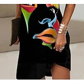 cheap Sundresses-Women&#039;s Mini Dress Sundress Shift Dress Fashion Modern Vacation Daily Going out Regular Fit Abstract Sleeveless Halter Neck Cold Shoulder Black Summer Spring