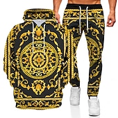 abordables Conjunto de Sudadera 3D para Hombre-Hombre Graphic Impresión de cadenas 2 piezas Conjuntos de sudaderas 3D Chándal Sudaderas Manga Larga Pantalones largos Con Capucha Ropa de calle Ropa deportiva Básico Deporte Casual Deportes Estampado