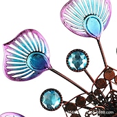 cheap Decorative Garden Stakes-Iron Art Windmill Garden Ground Inserted Pinwheel Outdoor Rotatory Colorful Peacock Tail Windmill Courtyard Windmill Garden Craft Ornament