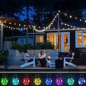 cheap Plug String Lights-Globe String Lights Outdoor 15m 25LEDs 20Modes Patio Lights with 25 Waterproof Shatterproof RGB Color Changing Bulbs(2 Spare) G40 Globe String Lights for Outside Backyard Porch Balcony Party Decor