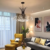 voordelige Kroonluchters-13/19 gehoord moderne vuurwerk kroonluchter g4 lamp cap crystal paardebloem art kroonluchter plafondlamp in woonkamer slaapkamer en eetkamer
