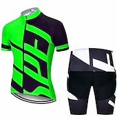 economico Set di abbigliamento da uomo-Per uomo Maglia da ciclismo con pantaloncini Manica Corta Mountain Bike MTB Ciclismo su strada Estate Blu Bianco Giallo Lettere &amp; Numeri Bicicletta Cuscinetto 3D Asciugatura Rapida Tasca Posteriore