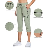 baratos Calças e Calções-Mulheres Calça Cargo Calças de Trilha Verão Ao ar livre Respirável Impermeável Secagem Rápida Leve Calças Capri Calças Com Cordão Bolso Com Zíper Cintura elástica Cinzento Escuro Preto Caça Pesca