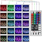 economico Controllo a distanza-luci di striscia a led rgb 5m 10m 15m 20m luci a led cambio colore flessibile smd con telecomando ir e adattatore 100-240v per casa camera da letto cucina tv luci posteriori decorazioni fai da te dc12v