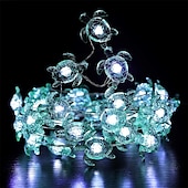 abordables Guirlandes lumineuses USB-Guirlande lumineuse décorative tortue de mer 5.7m 40leds usb plug-in fil de cuivre argenté guirlande lumineuse thème plage pour projets de décoration intérieure extérieure (télécommande blanc froid