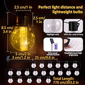 お買い得  太陽光発電-エレガントなウェディングパーティーレセプション 5m 20LED ソーラーグローブストリングライト、リモコン付き、レトロ G50 電球、IP65 防水、屋外ガーデンパーティー、ホリデーホームデコレーション
