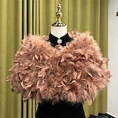 voordelige Bontstola&#039;s-Witte Nepbont Wraps Sjaals Bolero Bruid Wraps Dames Elegante  Luxueuze Houd Warm Mouwloze Nepbont Bruiloft Wraps Met Veren  Bont Voor Formele Winterjurk om indruk te maken