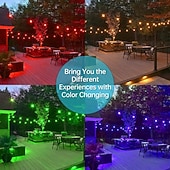 baratos Plug String Lights-Globo corda luzes 15m 15leds ao ar livre rgb mudança de cor 0.5w s14 edison lâmpadas de plástico inquebráveis ip65 à prova d'água com controle remoto adequado para quintal varanda café quintal jardim