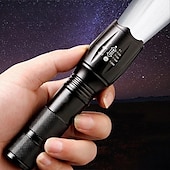 billige Campinglys-led taktisk lommelykt t6 superlys bærbar lommelykt i aluminiumslegering usb oppladbar utendørs camping taktisk blitslys