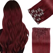 cheap Clip in Hair Extensions-Clip In Hair Extensions Human Hair 8pcs Pack Straight Natural Color Hair Extensions
