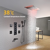 abordables Systèmes de douche à valve brute-Robinet de douche, système de pommeau de douche à effet pluie / ensemble de mitigeur thermostatique