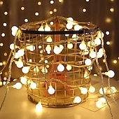 cheap Battery String Lights-10m 80LEDs Globe String Lights Mini Ball with Remote Control LED Christmas Light Ball String Lights 10m 80LED 8 Modes Lighting Waterproof Fairy Lights Wedding Party Garden Bedroom Home Decoration