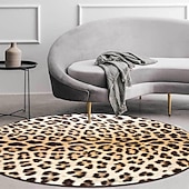 billige stue- og soveromstepper-rundt leopardmønster teppe gulvdekor sklisikkert absorberende teppe for entré soverom stue sofa hjemmedeco