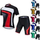 economico Set di abbigliamento da uomo-Per uomo Maglia da ciclismo con pantaloncini Manica Corta Mountain Bike MTB Ciclismo su strada Estate Primavera Blu Giallo Rosso A righe Bicicletta Cuscinetto 3D Asciugatura Rapida Tasca Posteriore