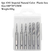 voordelige boor set:-6 stks 1/8-3/8 inch draad hss combinatie boor tap bit set 1/4 inch hex schacht ontbraam verzinkboren