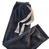 お買い得  カジュアルパンツ-男性用 コーデュロイパンツ 冬のズボン ズボン ドローストリング 弾性ウエスト まっすぐな足 純色 履き心地よい ウォーム カジュアル 日常 ストリートウェア スポーツ ファッション ブラック アプリコット マイクロエラスティック