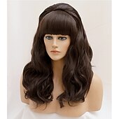 economico Parrucche storiche-Parrucche a Nido d&#039;Api Parrucca Lunga Ondulata Bionda con Frangia Grande Bouffant per Donne adatta per gli Anni &#039;80 o Festa Parrucche di Halloween