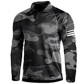 cheap Tops-Men&#039;s T shirt Henley Shirt Long Sleeve Shirt Top Outdoor Breathable Quick Dry Lightweight Soft Polyester Black Grey Black White Fishing Climbing Camping / Hiking / Caving