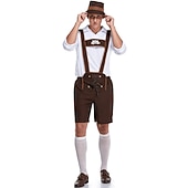 tanie Mężczyźni-Międzynarodowy Festiwal Piwa Oktoberfest Lederhosen Bawaria Niemiecki Monachium Łąki Męskie Tkanina w stylu tradycyjnym Bluzka Szorty