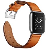 cheap Apple Watch Bands-Compatible with Apple Watch band 38mm 40mm 41mm 42mm 44mm 45mm 49mm Metal Clasp Luxury Adjustable Genuine Leather Strap Replacement Wristband for iwatch Ultra 2 Series 9 8 7 SE 6 5 4 3 2 1