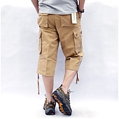 billiga Klassisk-Herr Cargo-shorts Vandringsshorts Militär Sommar Utomhus Ripstop Andningsfunktion Snabb tork Multi Pocket Capribyxor Underdelar Under knäet Amy Green Svart Bomull Klättring Camping / vandring